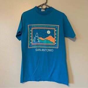 Vintage San Antonio Wolf Mountain Graphic Blue Signal Mega-Tee T-Shirt